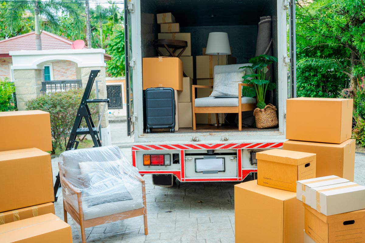The back end of moving truck